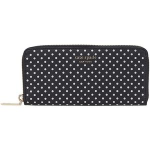 Kate Spade Continental Zip Around Wallet - Black & Silver Dots